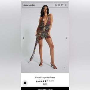 Jaded London Cindy Plunge Mini Dress, size 0 XS